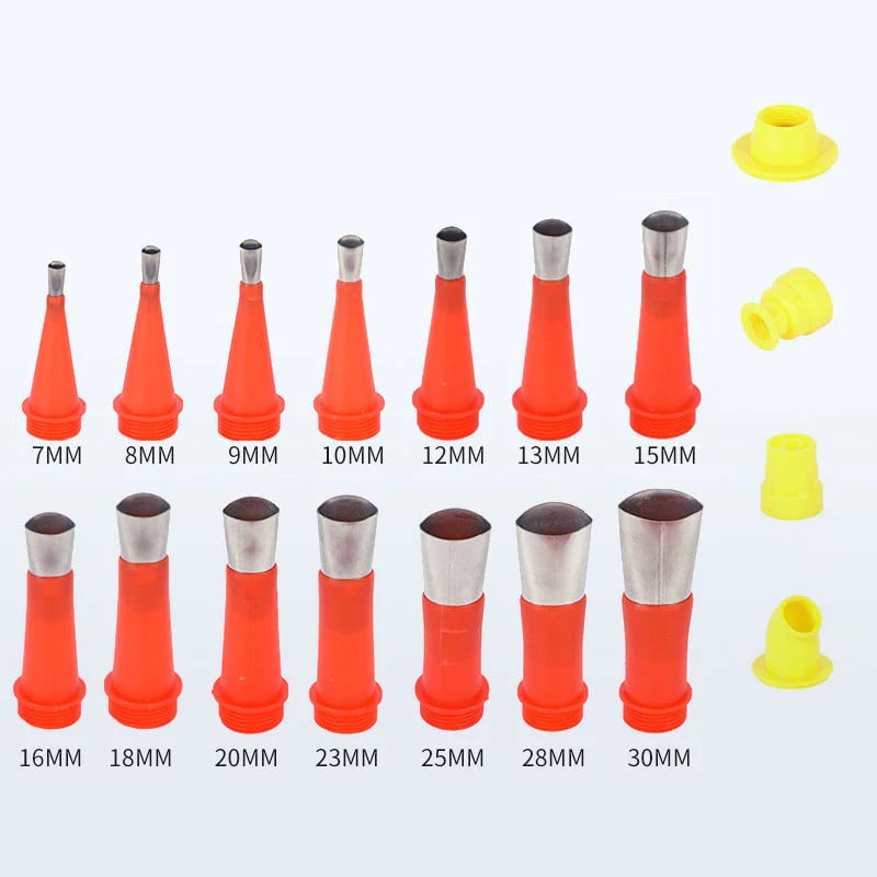 A set of one-piece stainless steel nozzles